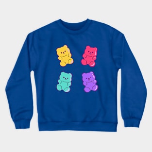 4 colorful cute neon gummy bears with different moods Crewneck Sweatshirt